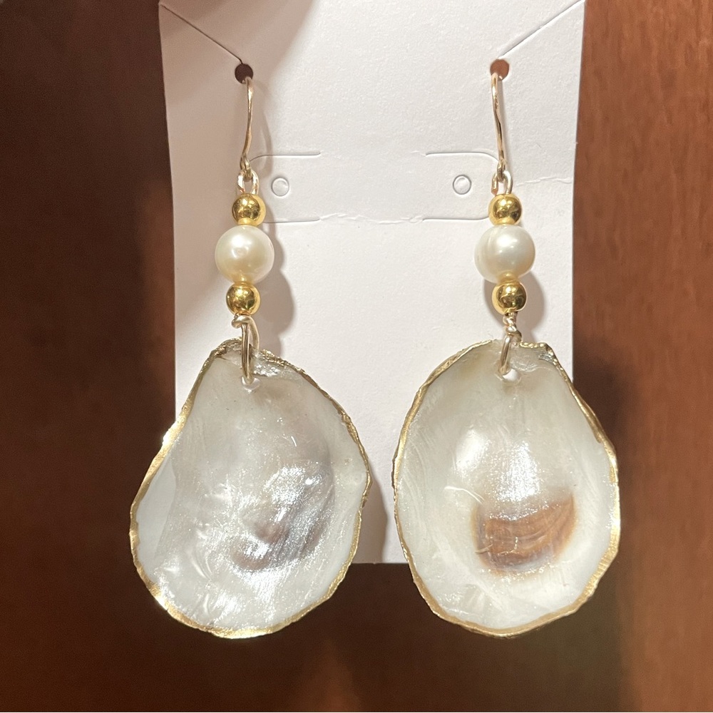 Pearl oyster shell earrings
